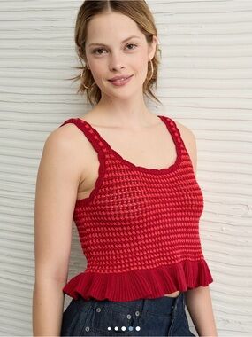 American Eagle Outfitters Crochet Peplum Tank Top, Size M. Excellent Condition